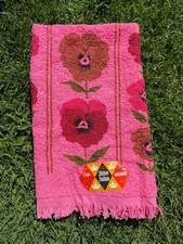 Vintage Canon Hot Pink Floral Fringed Kitchen Towel NOS 100% Cotton USA 17x30 picture