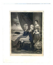 Antique Washington Family Engraving by A B Walter after F Schell Painting No Fra picture