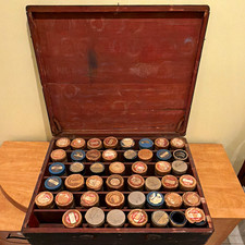 Antique Phonograph Cylinder Record Storage Case Cabinet Box w/ 45 Cylinders As I picture