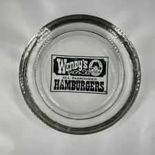 Vintage 1972 Wendy's Old Fashion Hamburgers Restaurant Glass Ashtray 4” Diameter picture