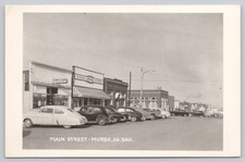 Main Street Murdo South Dakota Postcard Vintage 1950s RPPC Cars Drug Store picture