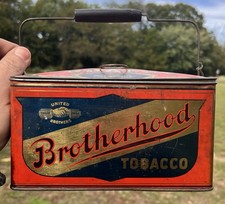 Antique United Brothers Brotherhood Tobacco Advertising Pail Can picture