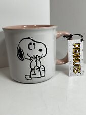 Peanuts Shy Snoopy and Woodstock White & Pink 21 oz. Mug NWT picture