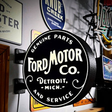 Ford Genuine Parts & Service Detroit, Mich. Round Automobile Lightbox sign picture