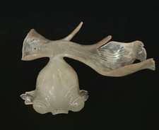 Vintage Hand-Carved Translucent Quartz Bug eye Gold Fish Koi Figurine picture