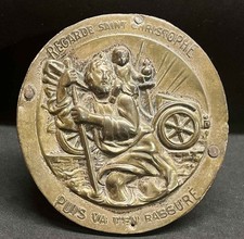 France 1920´ old car badge St Christopher protector drivers high relief, amazing picture