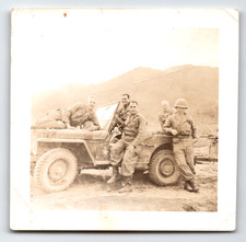 Photo Soldiers Posing Military Jeep Me and the Boys Korean War Era Vintage 1950s picture