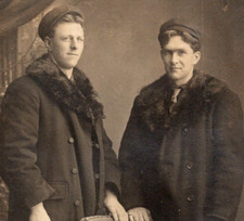 * Antique Postcard RPPC Studio Photo 2 Young Men Standing Rolf & Carl Brothers? picture