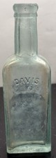 Antique Perry Davis Vegetable Pain Killer Bottle Aqua Glass 19th Century: (9A1) picture