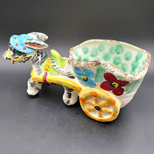 Vintage Mid-Century Italian Ceramic Donkey and Cart Planter - Hand Painted Italy picture