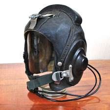 RAR collectible original new winter leather Pilot's Helmet - USSR 1960-70s picture