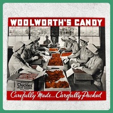 1940s Woolworth's Candy Factory • Vintage Cardboard Advertising Sign 18.5
