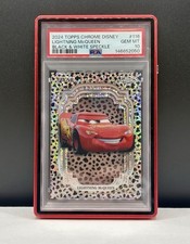 2024 Topps Chrome Disney Lightning McQueen Refractor B&W Speckle #/101 PSA 10 picture