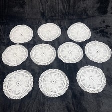 Vintage Lace Doily Coasters Cocktail Set of 10 White Crochet 4.25” Round picture