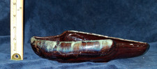 Vtg Mid Century Asymmetrical Drip Glaze Planter Console Dish Brown Teal 10.5
