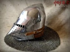 Medieval Houndskull bascinet Helmet with chainmail attached 18 Gauge Steel picture