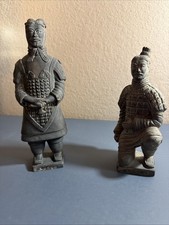 VTG Set of 2 Chinese Terracotta Pottery Qin Shi Huang Warrior Soldier Figurine picture