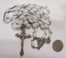 antique religious catholic Saint Mary moonstone 55 beads rosary 54558 picture