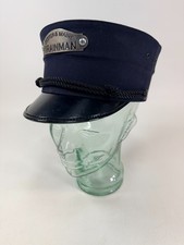 Boston and Maine Trainman Visor Cap Original Black 7 1/8 Rail Conductor picture