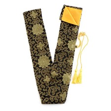 Silk Katana Sword Carrying Bag Case for Japanese Samurai, Black and Gold Brocade picture