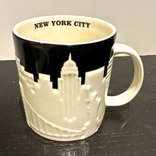 Starbucks New York City Mug White & Black Embossed Skyline Collector Series picture