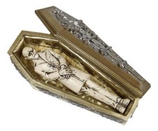 Vampire Dracula Nosferatu Figurine With Bat Moon Sword Coffin Casket Box Set picture