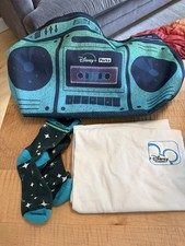 D23 Plus Hulu Throwback Perks Bag Patch Set Disney Channel Shirt L Socks picture