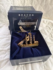 TWO Beacon Design Tall Ship ornaments 24kt gold finish picture