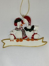 Personalized Geese Family 2 Kids Grandparents Xmas Ornament Names and Message picture