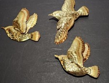 Vintage Flying Birds HOMCO HOME INTERIORS Shiny Brass Wall Decor  Set of 3 picture