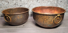 Vintage Coppercraft Guild CG Solid Copper Bowls Lot Brass Drop Ring Handles picture