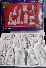 Vintage Dicksons 12pc Nativity Scene Bisque Porcelain W/ Gold Glazed Highlights  picture