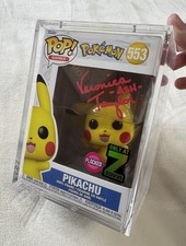 Funko Pop Pokemon Pikachu #553 Zavvi Flocked Exclusive Veronica Taylor PSA READ picture