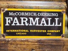 VINTAGE FARMALL PORCELAIN SIGN OLD MCCORMICK DEERING FARM TRACTOR HARVESTER picture