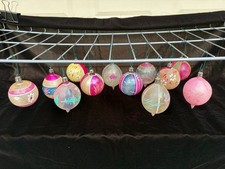 12 Antique Fantasia Hand Painted Polish Mercury Glass Ornaments 1920's - 1950's picture