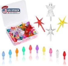 104 PCS Ceramic Christmas Tree Lights Replacement Bulbs, 10 Colors Vintage Ceram picture
