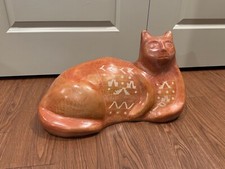 Vtg Likely Mexican Folk Art Pottery Life Size Cat Statue Figure Signed Magana picture