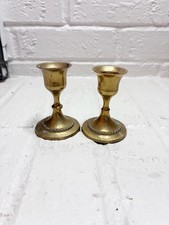 Vintage Brass Small Candlestick Holders - Set of 2 picture