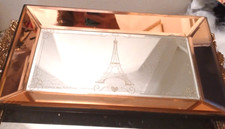 Vanity Mirror Perfume TRAY Eiffel Tower PARIS French Etched Glitter Beveled Edge picture