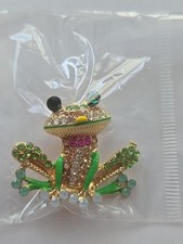 Rhinestone Frog Brooch Pin picture