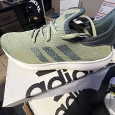 Adidas Cloudfoam Sneakers Green US 10 with Dark Gray Stripes #Running picture
