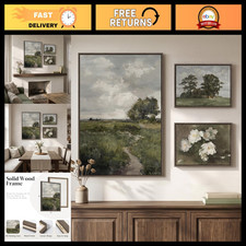 Large Framed Vintage Landscape Canvas Wall Art for Living Room, 3 Piece Set picture