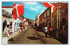 c1950's Apothecary Seiko Main Street Charlotte Amalie St Thomas US VI Postcard picture