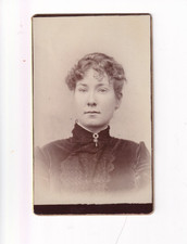 Antique CDV Young Woman with nice broach back blank picture