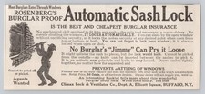 c.1909 Antique Print Ad Rosenberg's Burglar Proof Automatic Window Sash Lock picture