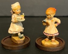 Vtg ANRI Sarah Kay Wood Carving Miniature Figurine Lot (2) Nurse & Doctor 1.75