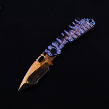 M390 Tactical Titanium Pocket Folding Knife TC4 Custom Anodized Handle EDC picture