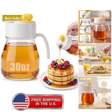 32 oz Large Glass Syrup Dispenser, Anti-drip Maple Syrup Dispenser with Seali... picture