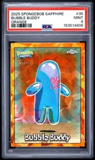2025 TOPPS CHROME BUBBLE BUDDY SPONGEBOB SAPPHIRE ORANGE /25 PSA 9 picture