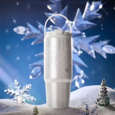 New Starbucks China 2025 Winter Snow 2.0 27oz Dual Drink Tumbler Gift W/ Handle picture